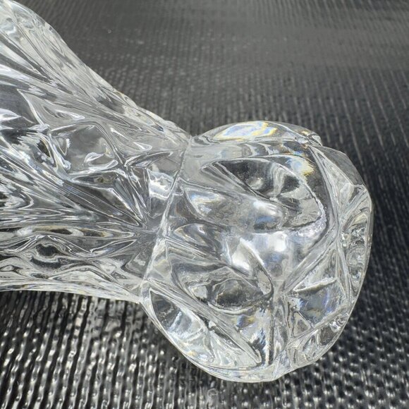 Vintage Clear Sawtooth Edge Small Toothpick Holder Small Bud Vase Crystal Glass - Picture 7 of 11